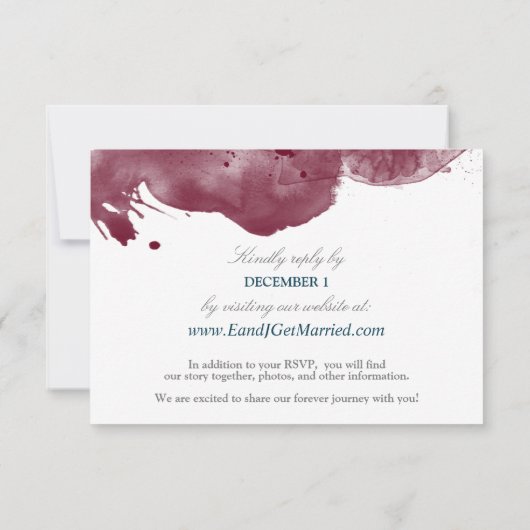 Site Bourgogne & Marine Watercolor Wedding RSVP (Dos)