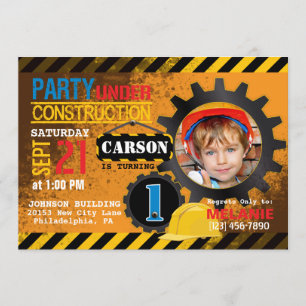 Site de construction Gears Invitation de fête d'an