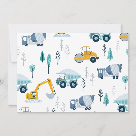 Site de construction moderne Camion Invitation d'a (Dos)