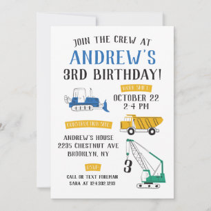 Site de construction moderne Invitation d'annivers
