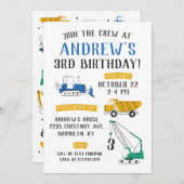 Site de construction moderne Invitation d'annivers (Devant / Derrière)