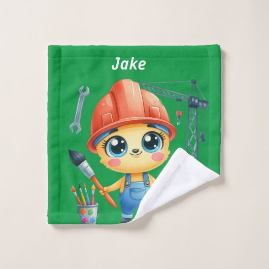 Site de construction pour garçon personnalisé (Gant de toilette)