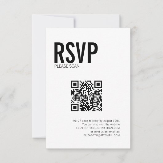 Site de Mariage de typographie simple QR Code RSVP (Devant)