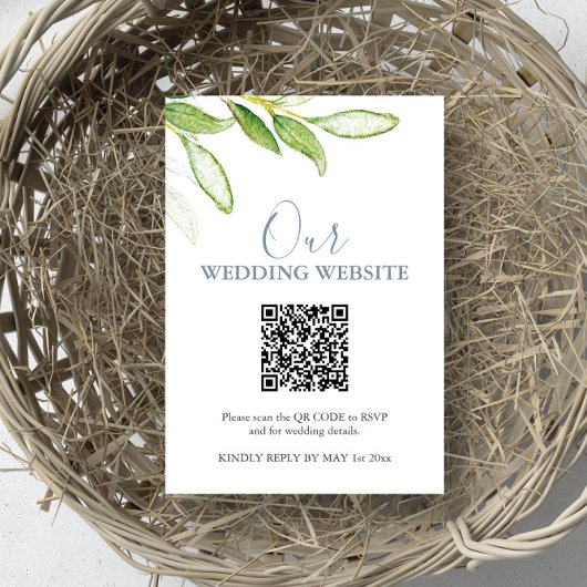 Site Mariage botanique Carte RSVP avec code QR