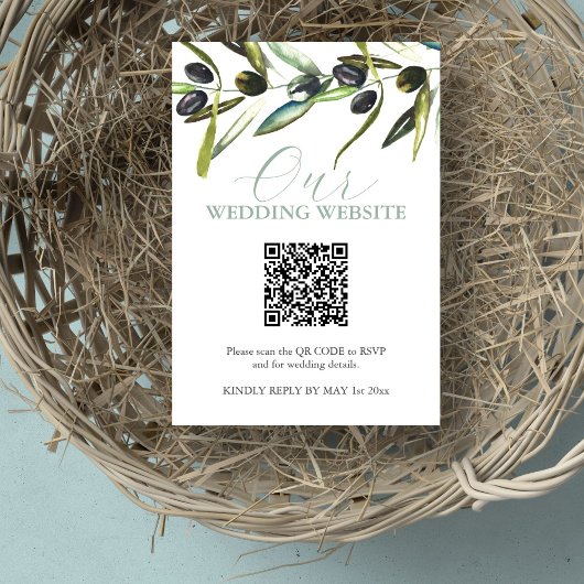 Site Mariage botanique Carte RSVP avec code QR