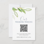 Site Mariage botanique Carte RSVP avec code QR (Devant)