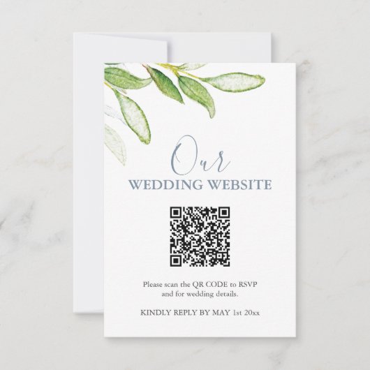 Site Mariage botanique Carte RSVP avec code QR (Devant)