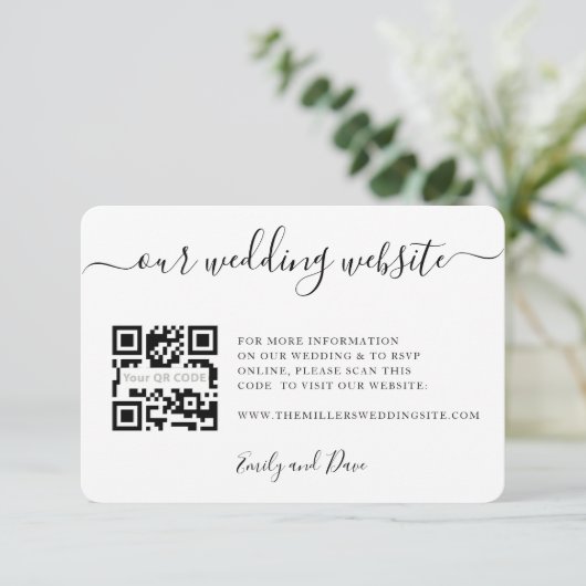 Site mariage Carte de boîtier photo CODE QR (Debout devant)