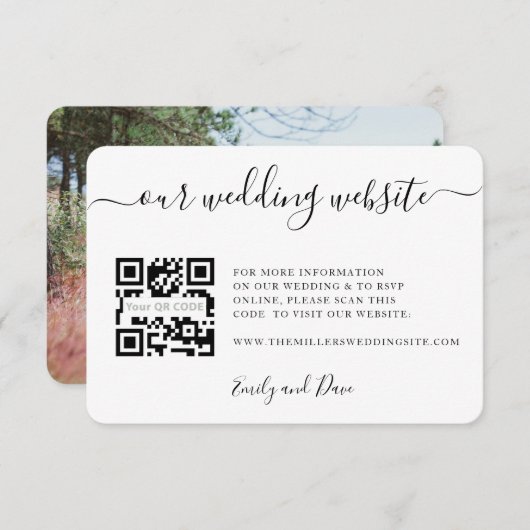 Site mariage Carte de boîtier photo CODE QR (Devant / Derrière)