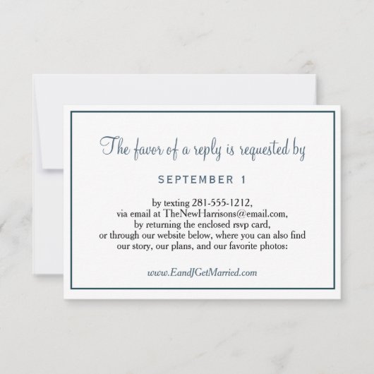 Site mariage Elegant Dust Blue Script RSVP (Devant)