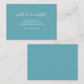 Site mariage Insérer Carte Turquoise Bleu Script (Devant / Derrière)