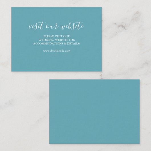 Site mariage Insérer Carte Turquoise Bleu Script (Devant / Derrière)