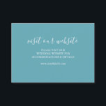 Site mariage Insérer Carte Turquoise Bleu Script<br><div class="desc">Faites connaître à tout le monde votre site Web mariage avec ces cartes de boîtier simples. Elles présentent une police calligraphique avec vos détails dans une classique sans police en blanc sur un arrière - plan bleu turquoise. La carte repasse à une couleur unie. Pour voir l'ensemble de la papeterie...</div>