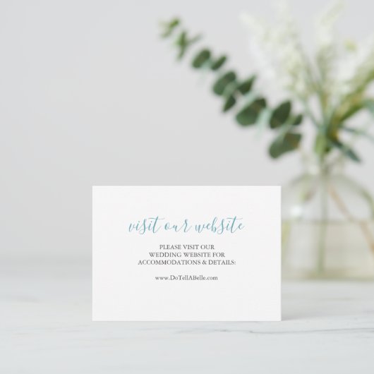 Site mariage Insérer Carte Turquoise Bleu Script (Debout devant)
