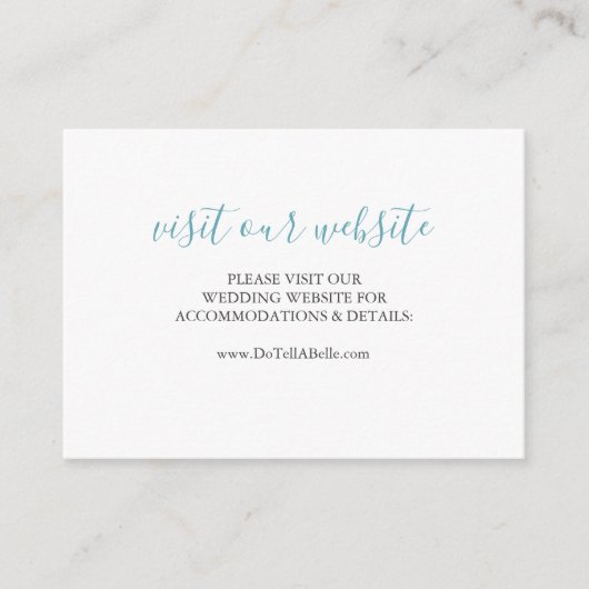 Site mariage Insérer Carte Turquoise Bleu Script (Devant)