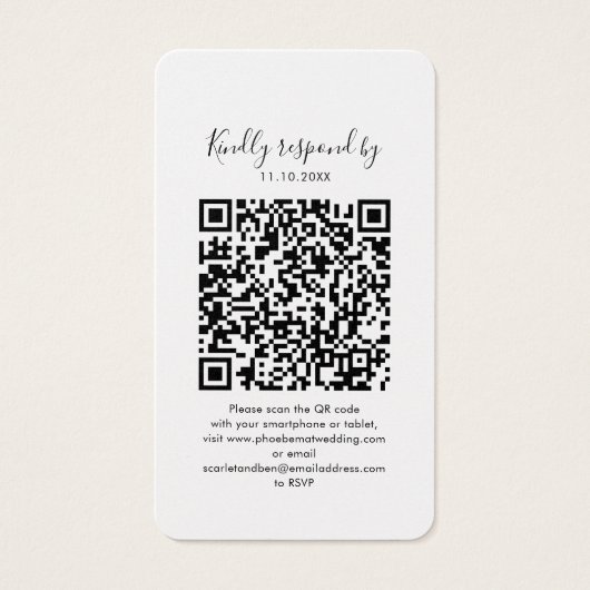 Site mariage QR Code Photo RSVP Enclôture Card (Devant)