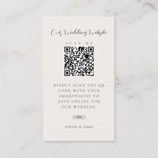 Site mariage QR Code RSVP Cartes de boîtier (Dos)