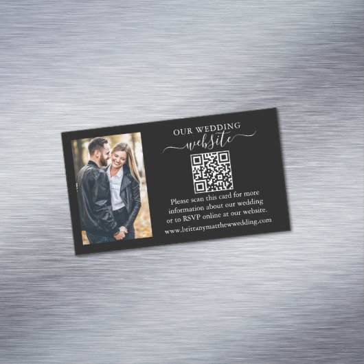 Site mariage QR Photo 25 Black Magnet Cards (In Situ)