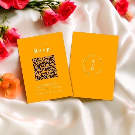 Site mariage | RSVP QR Code Photo orange
