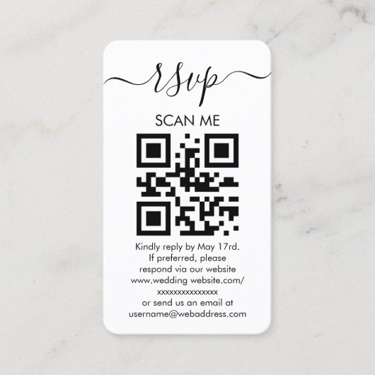 Site Web de Mariage Moderne QR RSVP Encart Photo (Devant)