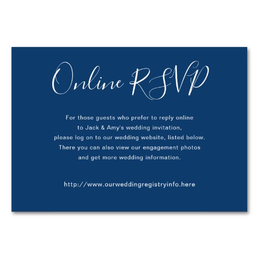 Site Web de Navy Blue Online RSVP Cartes de boîtie (Devant)