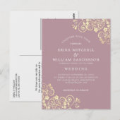 Site Web de RSVP pour Invitation de Mariage Rose D (Devant / Derrière)
