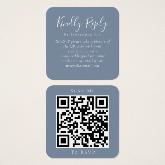Site Web Dusty Blue Mariage QR Code RSVP (Devant & derrière)