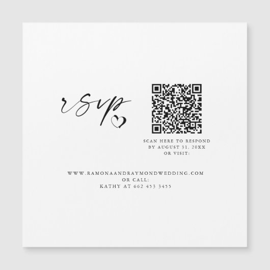 Site Web Mariage de script moderne QR Code Magnet  (Devant)