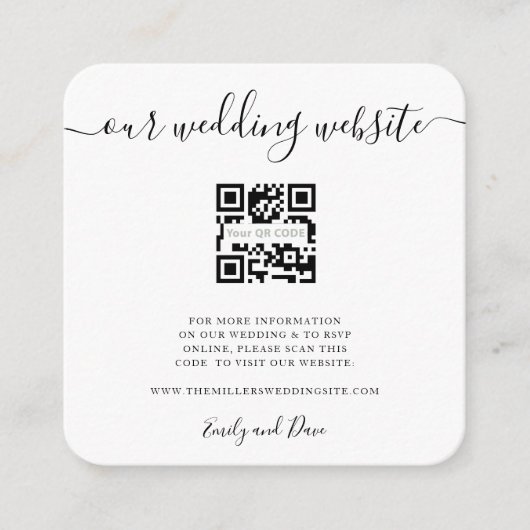 Site Web mariage Insérer une carte QR CODE photo s (Devant)