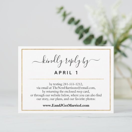 Site Web Simple Gold Script Mariage/Réception RSVP (Debout devant)