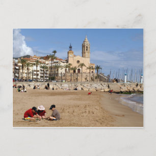 Sitges, Barcelona, jocs a la platja Briefkaart
