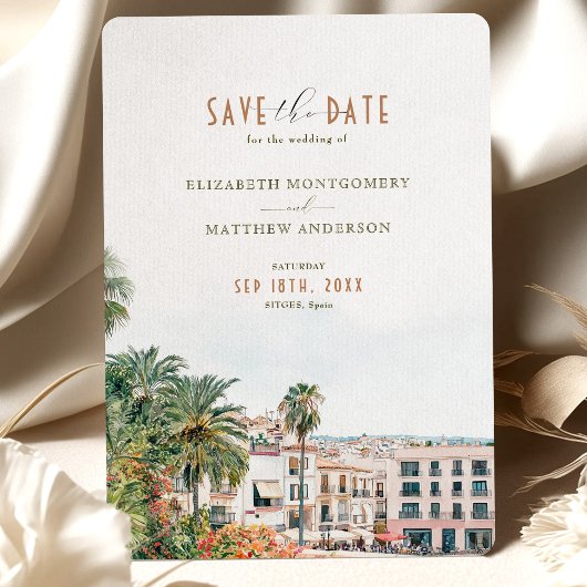 Sitges Spanje Trouwlocatie Save-the-Date Kaart