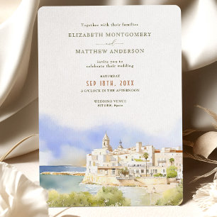 Sitges Spanje Waterverf Destination Wedding Kaart