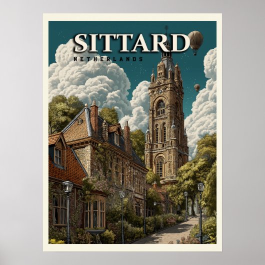 Sittard Nederland Vintage Reizen Poster (Voorkant)