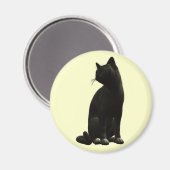 Sitting Black Cat Magnet Magneet (Voorkant / Achterkant)