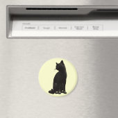 Sitting Black Cat Magnet Magneet (Insitu (Vaatwasser))