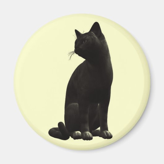 Sitting Black Cat Magnet Magneet (Voorkant)