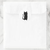 Sitting Black Cat Silhouette. Ronde Sticker (Tas)