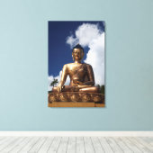 Sitting Buddha standbeeld Canvas Afdruk (Insitu (Houten vloer))