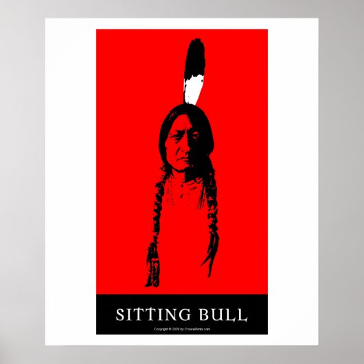 Sitting Bull in rood Poster (Voorkant)
