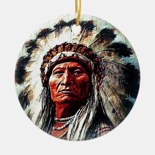 Sitting Bull Keramisch Ornament (Voorkant)