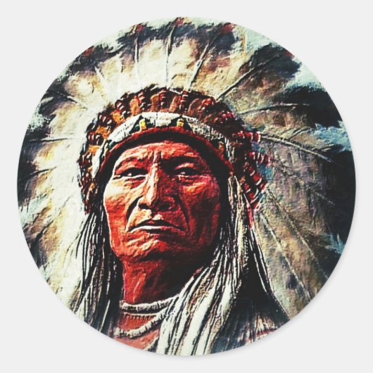 Sitting Bull Ronde Sticker (Voorkant)