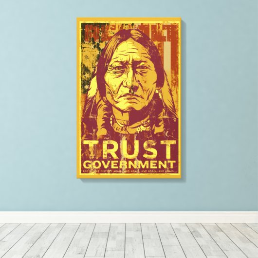 Sitting Bull Stretched Canvas Print (Insitu (Houten vloer))