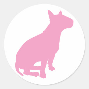 Sitting Bull Terrier (roze) Ronde Sticker