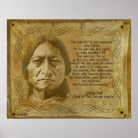 Sitting Bull Warrior cite. Impression rustique