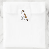 Sitting cat vierkante sticker (Tas)