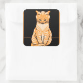 Sitting Cat Vierkante Sticker (Tas)
