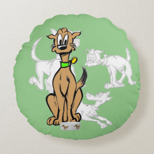 Sitting Dog Cartoon Sketch Kinder Round Pillow Rond Kussen