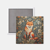  Sitting Fox William Morris geïnspireerd Floral Magneet (Voorkant / Achterkant)