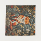 Sitting Fox William Morris geïnspireerd Floral Wandkleed (Voorkant (horizontaal))